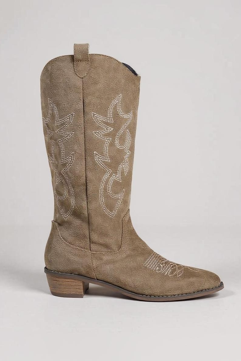 Broderede Støvler Med Westernsilhuet