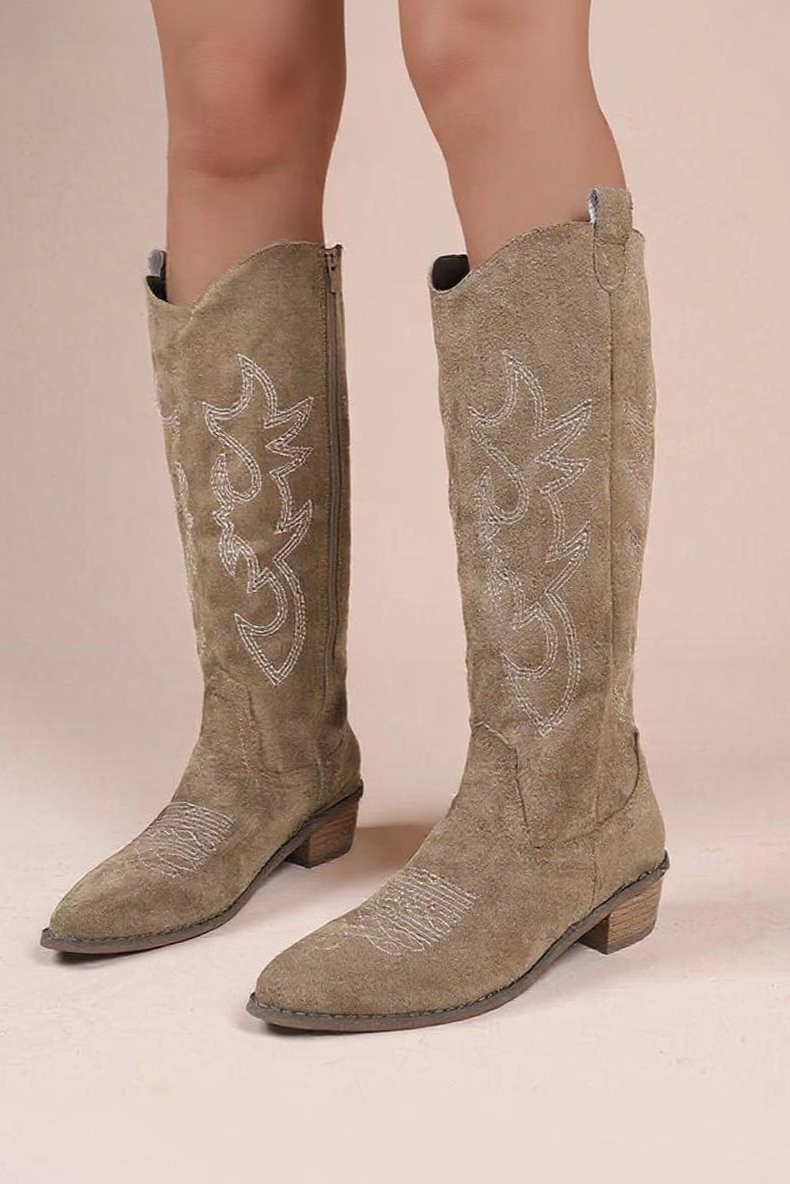 Broderede Støvler Med Westernsilhuet
