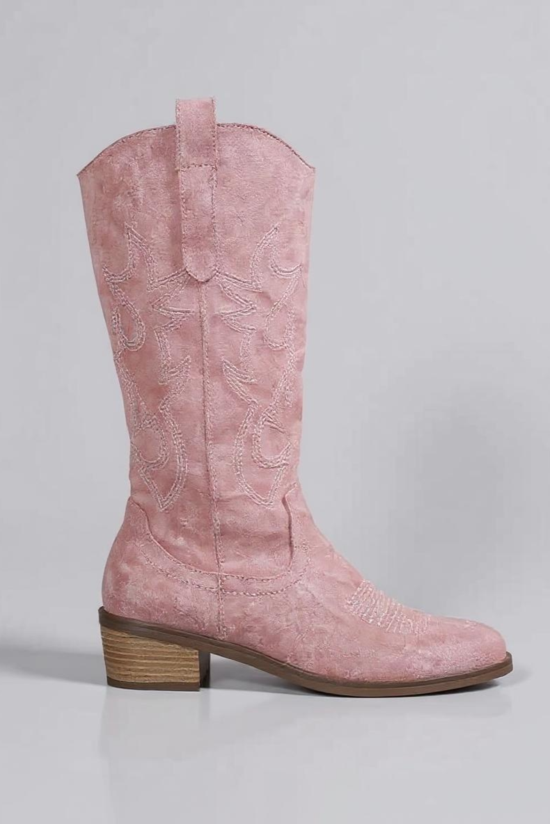 Broderede Støvler Med Westernsilhuet