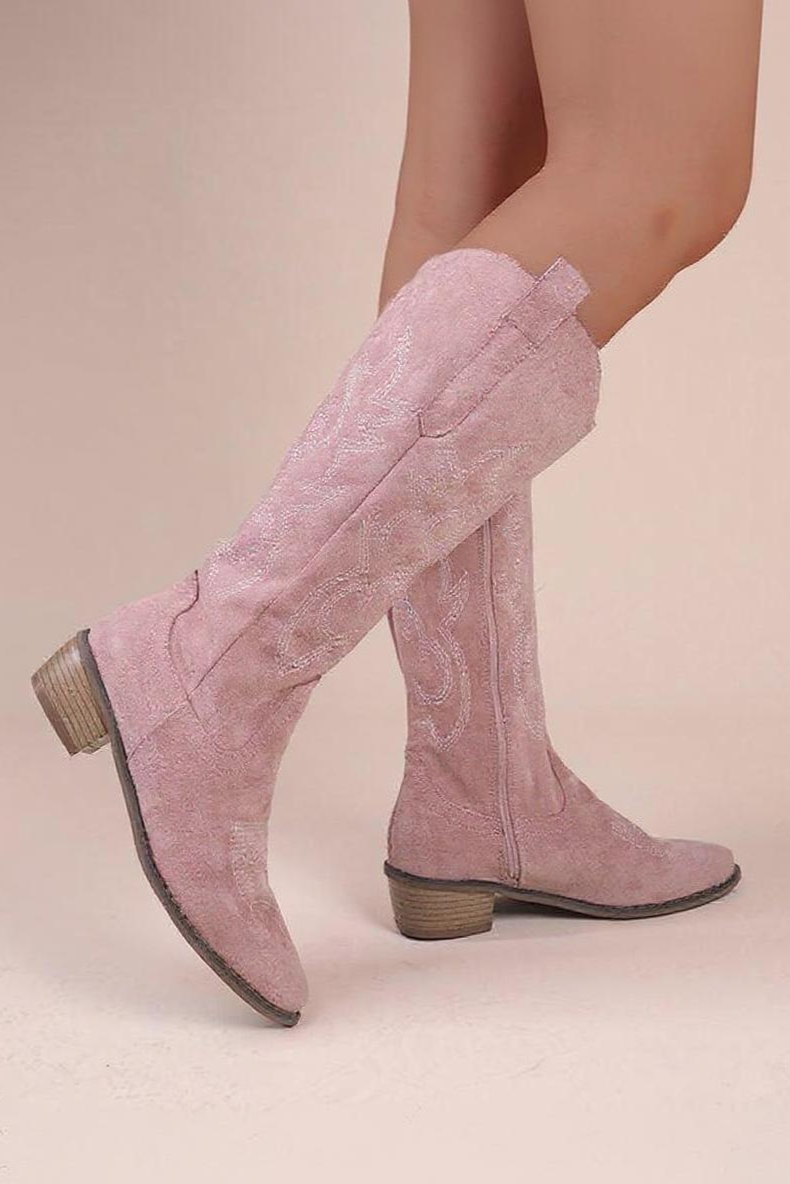 Broderede Støvler Med Westernsilhuet