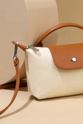 Canvas Håndtaske Med Læderklap