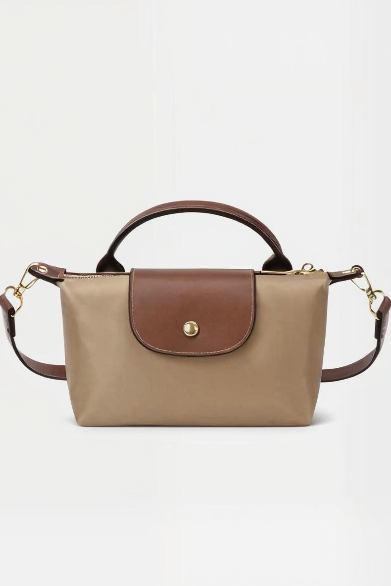 Canvas Håndtaske Med Læderklap