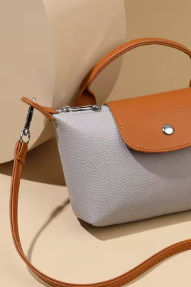 Canvas Håndtaske Med Læderklap