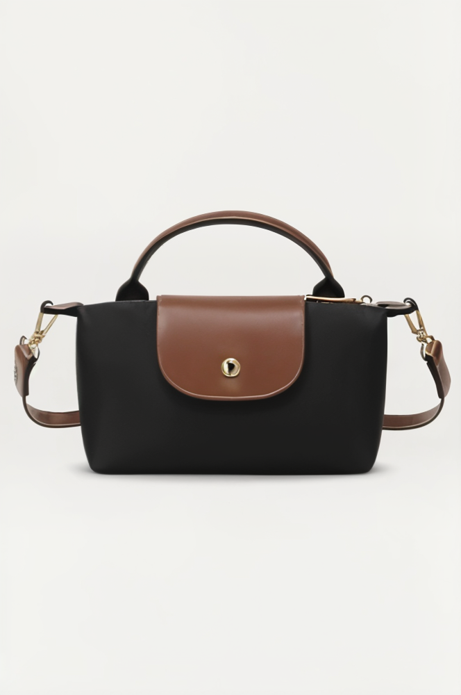 Canvas Håndtaske Med Læderklap