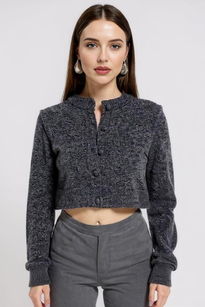 Cropped Strik Med Rund Hals