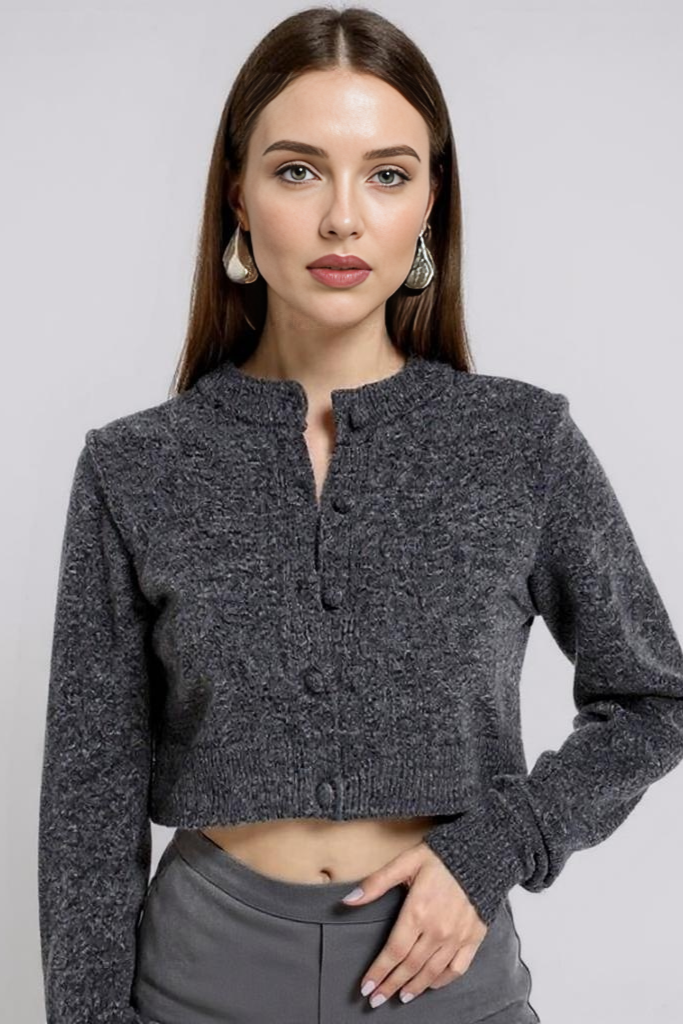 Cropped Strik Med Rund Hals