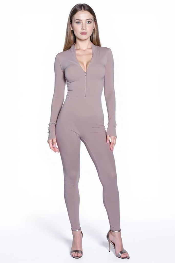 Dyb V-Hals Tætsiddende Jumpsuit