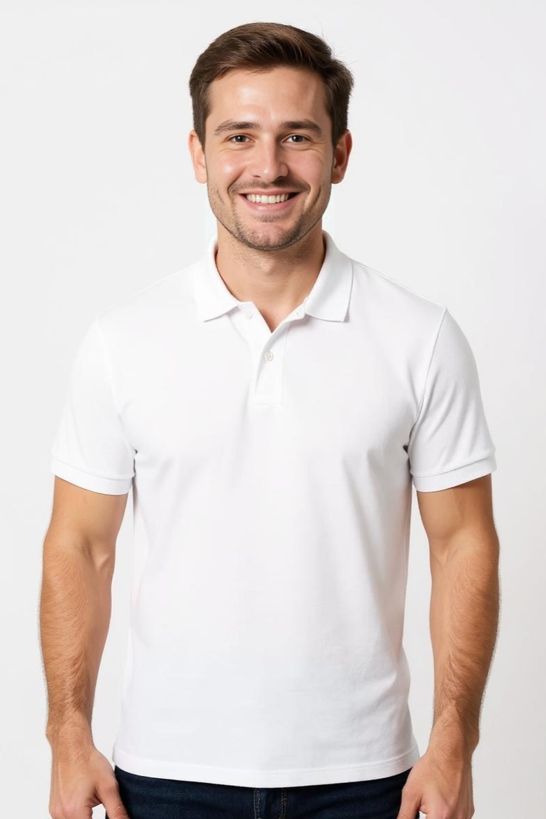 Ensfarvet Poloshirt