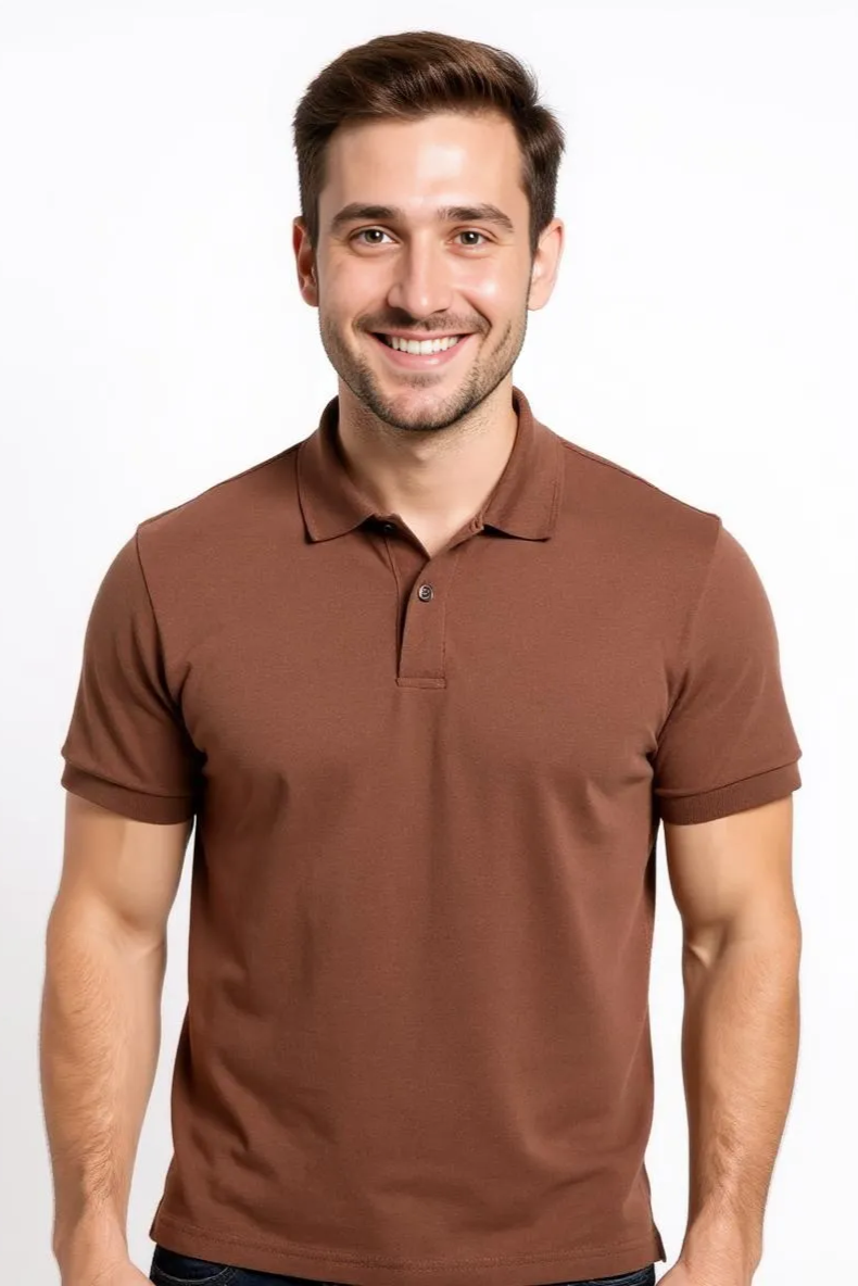 Ensfarvet Poloshirt