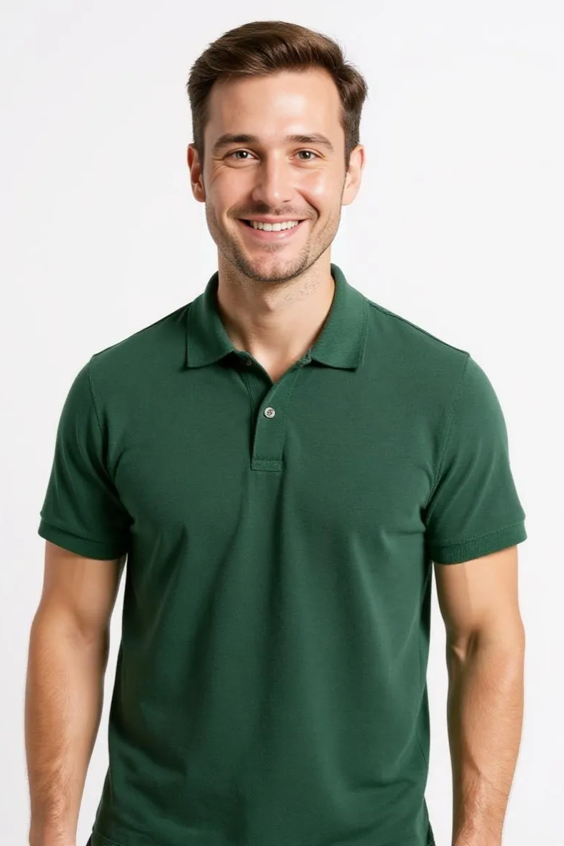 Ensfarvet Poloshirt