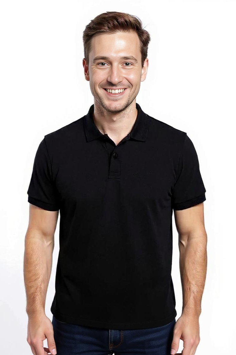 Ensfarvet Poloshirt