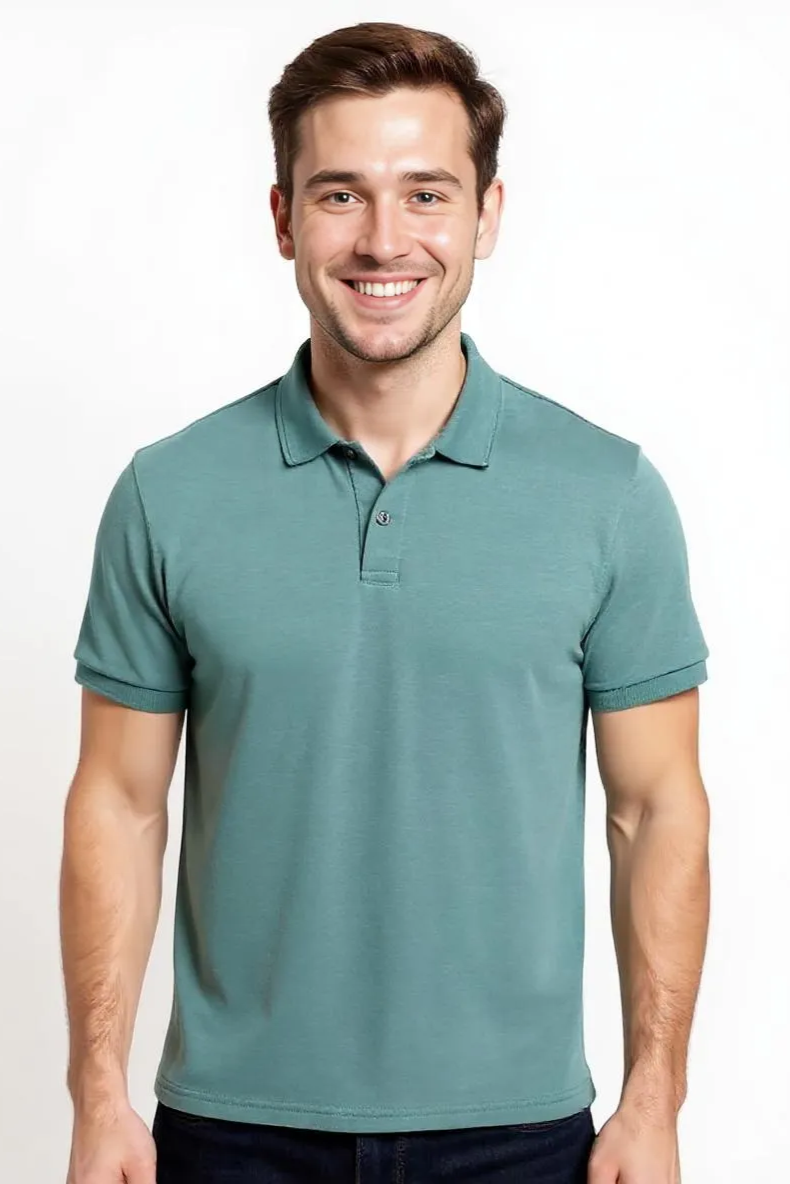 Ensfarvet Poloshirt