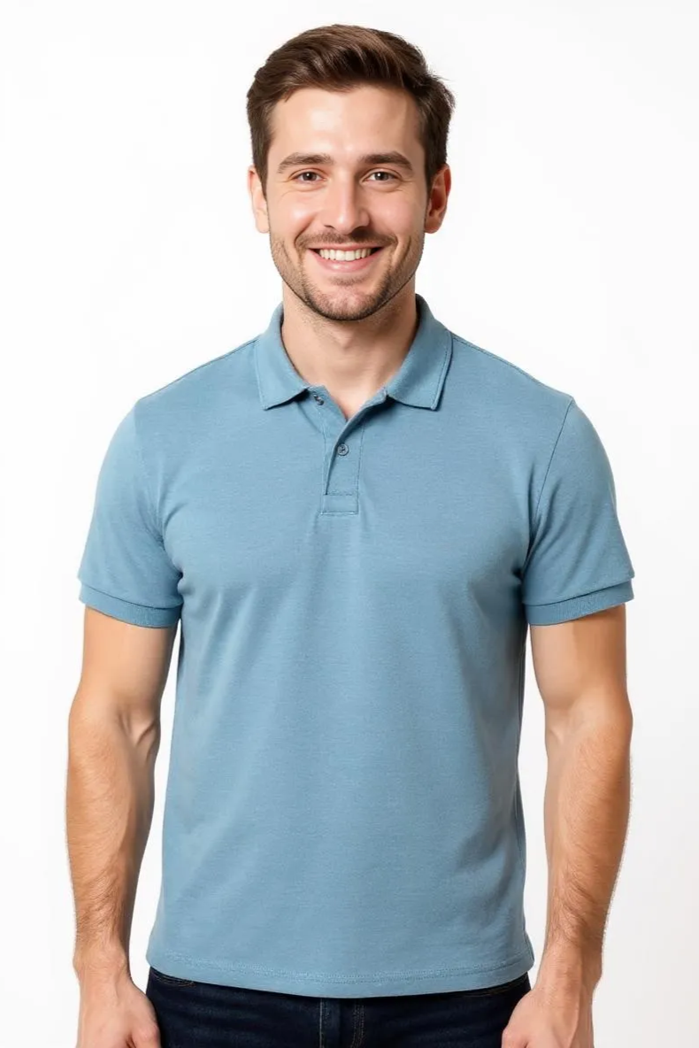 Ensfarvet Poloshirt