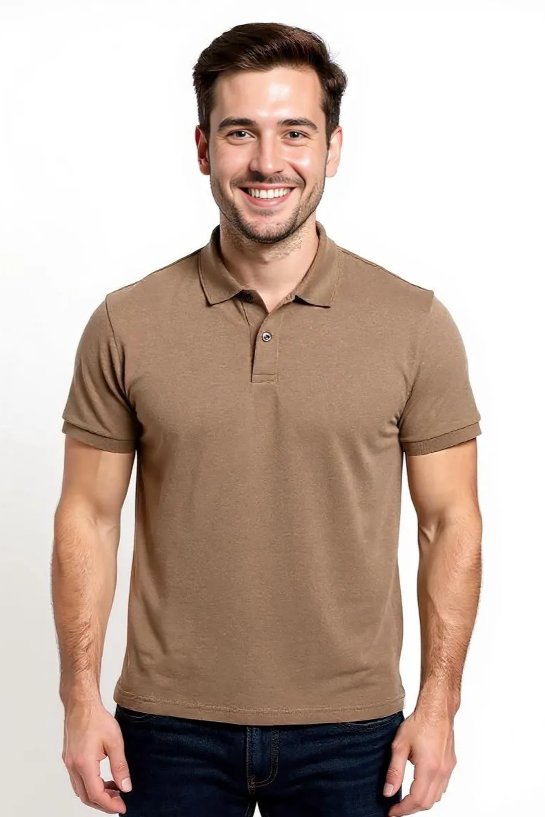 Ensfarvet Poloshirt