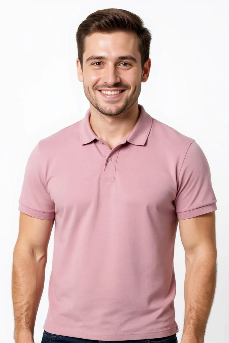 Ensfarvet Poloshirt