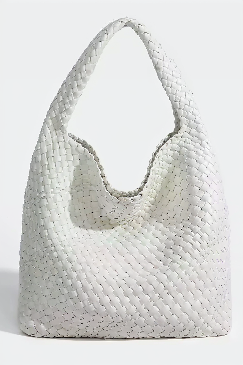 Flettet Skuldertaske I Læderlook - Knækket Hvid 1.0