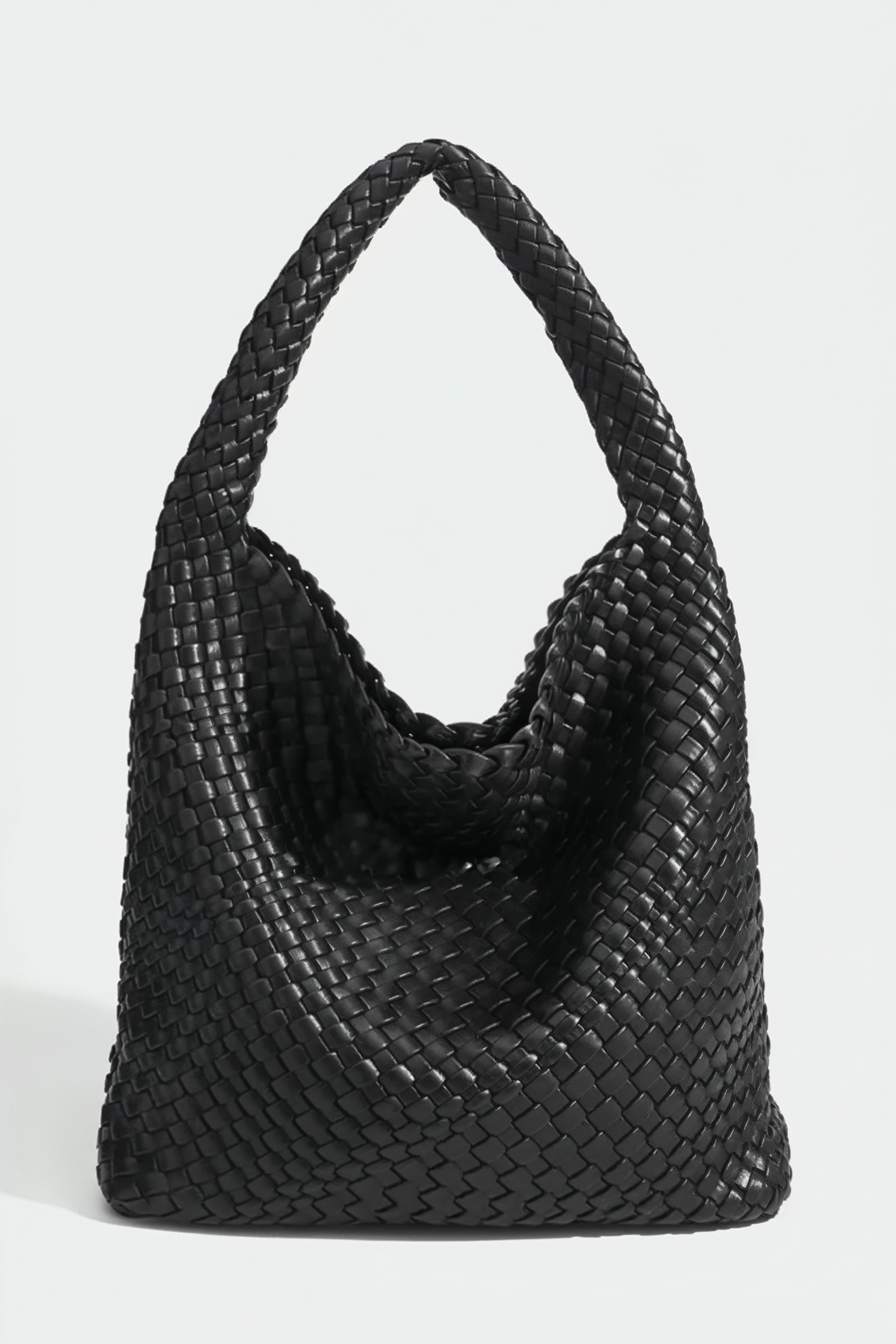 Flettet Skuldertaske I Læderlook - Sort 1.0