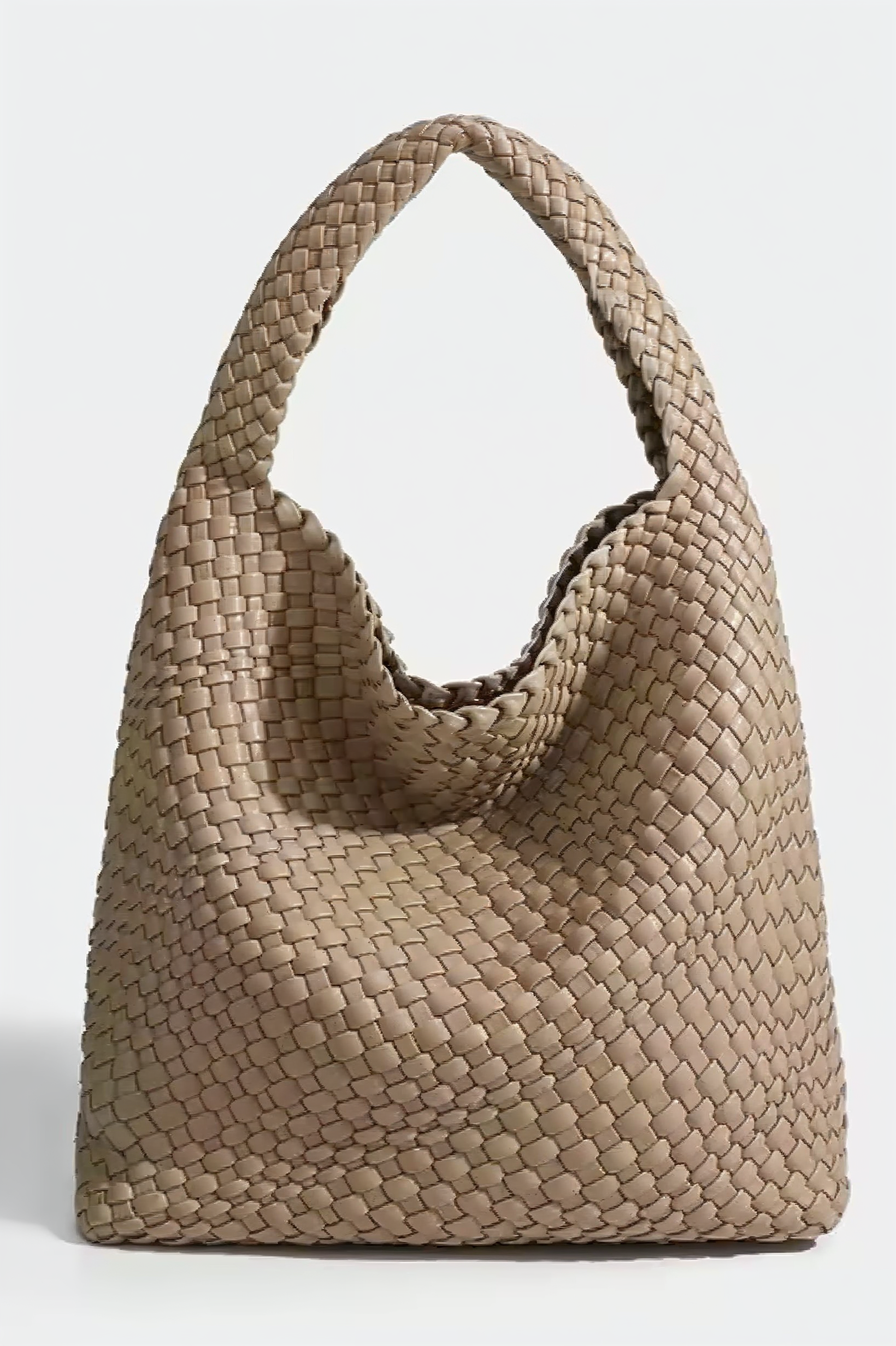 Flettet Skuldertaske I Læderlook - Støvet Beige 1.0