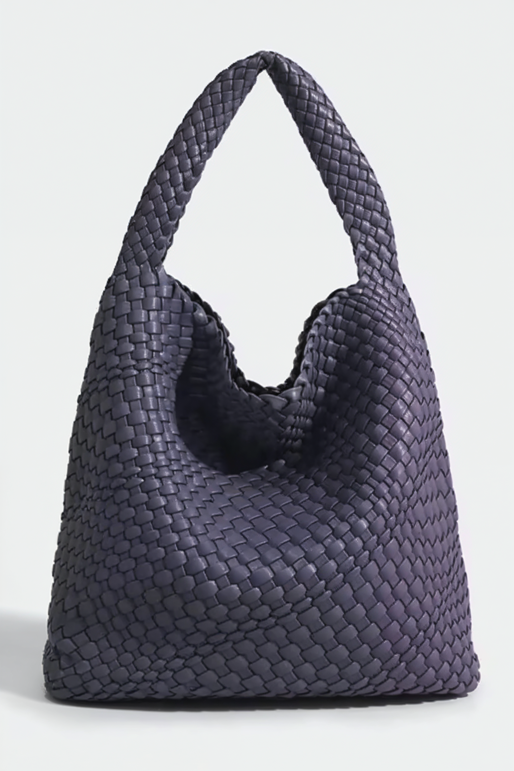Flettet Skuldertaske I Læderlook - Støvet Blågrå 1.0