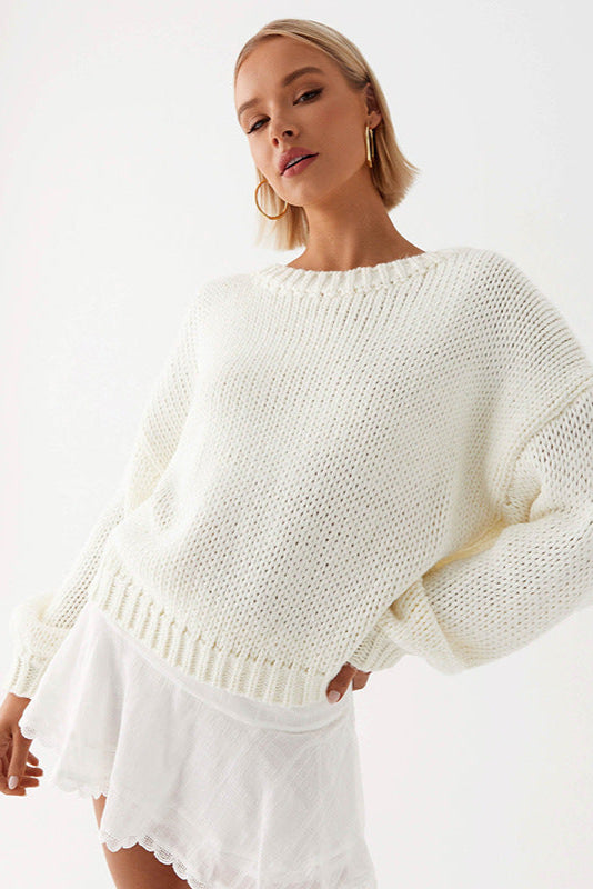 Grovstrikket Pullover Med Løs Pasform