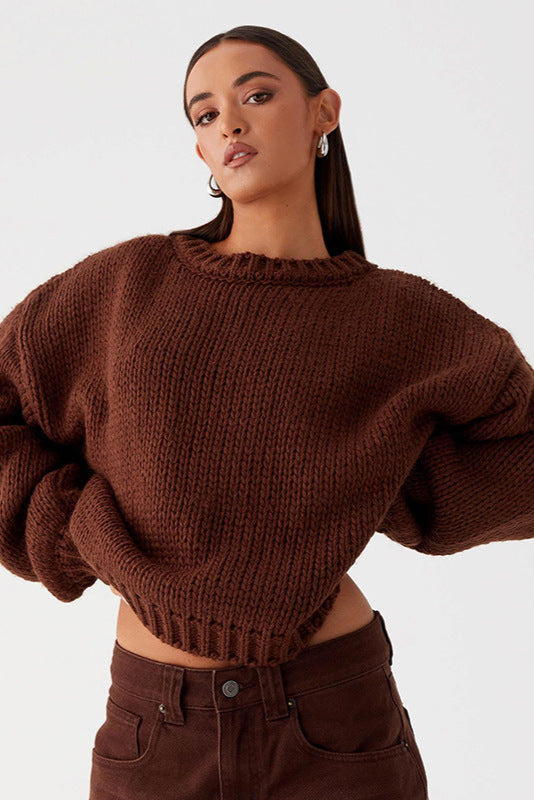 Grovstrikket Pullover Med Løs Pasform