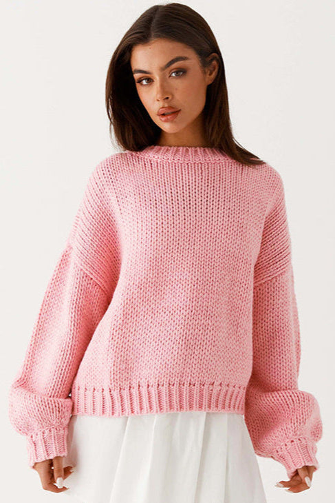 Grovstrikket Pullover Med Løs Pasform