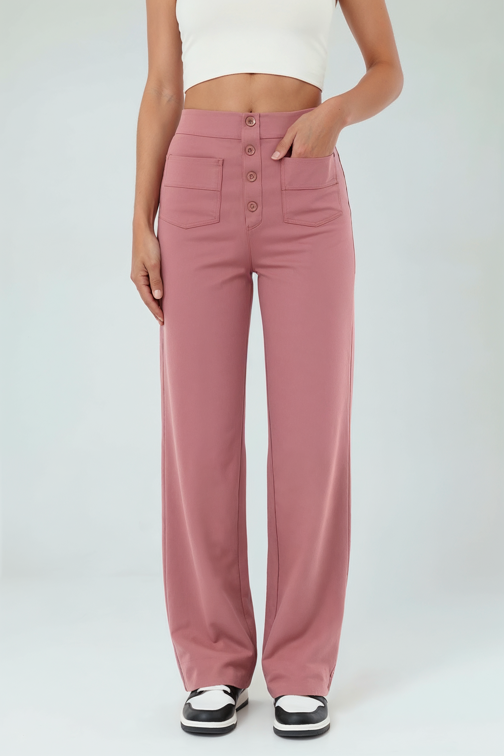 Højtaljede Bukser Med Stretch - Rosa 1.1