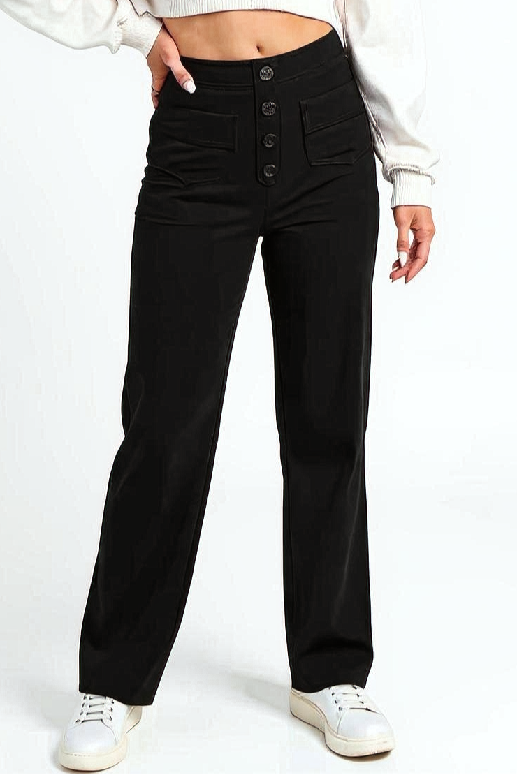 Højtaljede Bukser Med Stretch