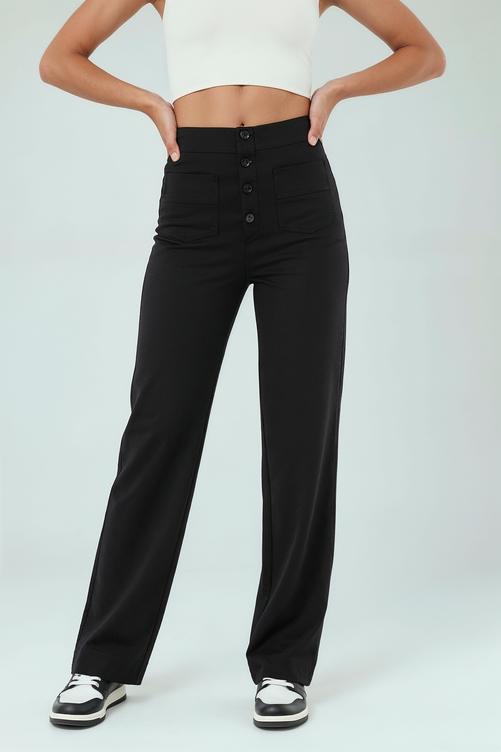 Højtaljede Bukser Med Stretch - Sort 1.1