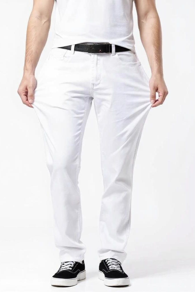 Hvide Jeans Med Stretch Og Slim Snit