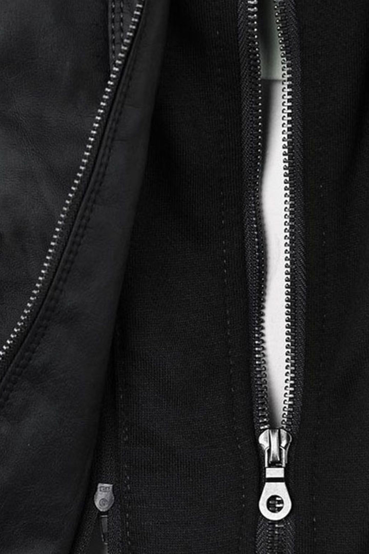 Jakke Dame | Læderlook med Hætte - Sort 3.0