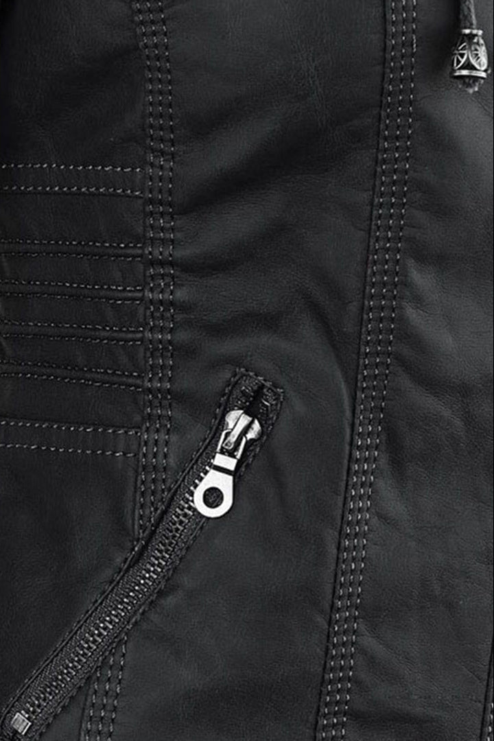 Jakke Dame | Læderlook med Hætte - Sort 3.2