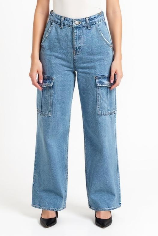 Jeans Med Cargolommer