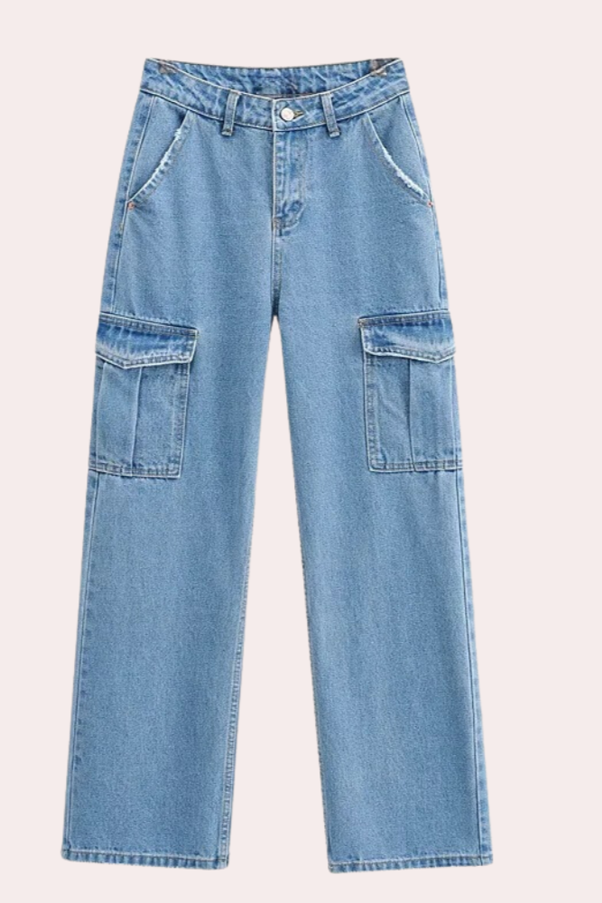 Jeans Med Cargolommer