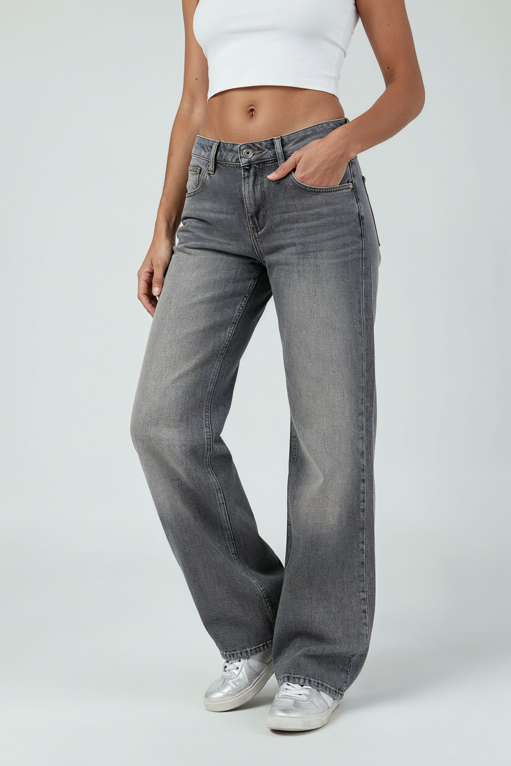 Jeans Med Lav Talje - Grå 1.1