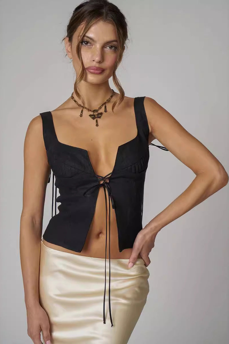 Justerbar Snøring V-Hals Top