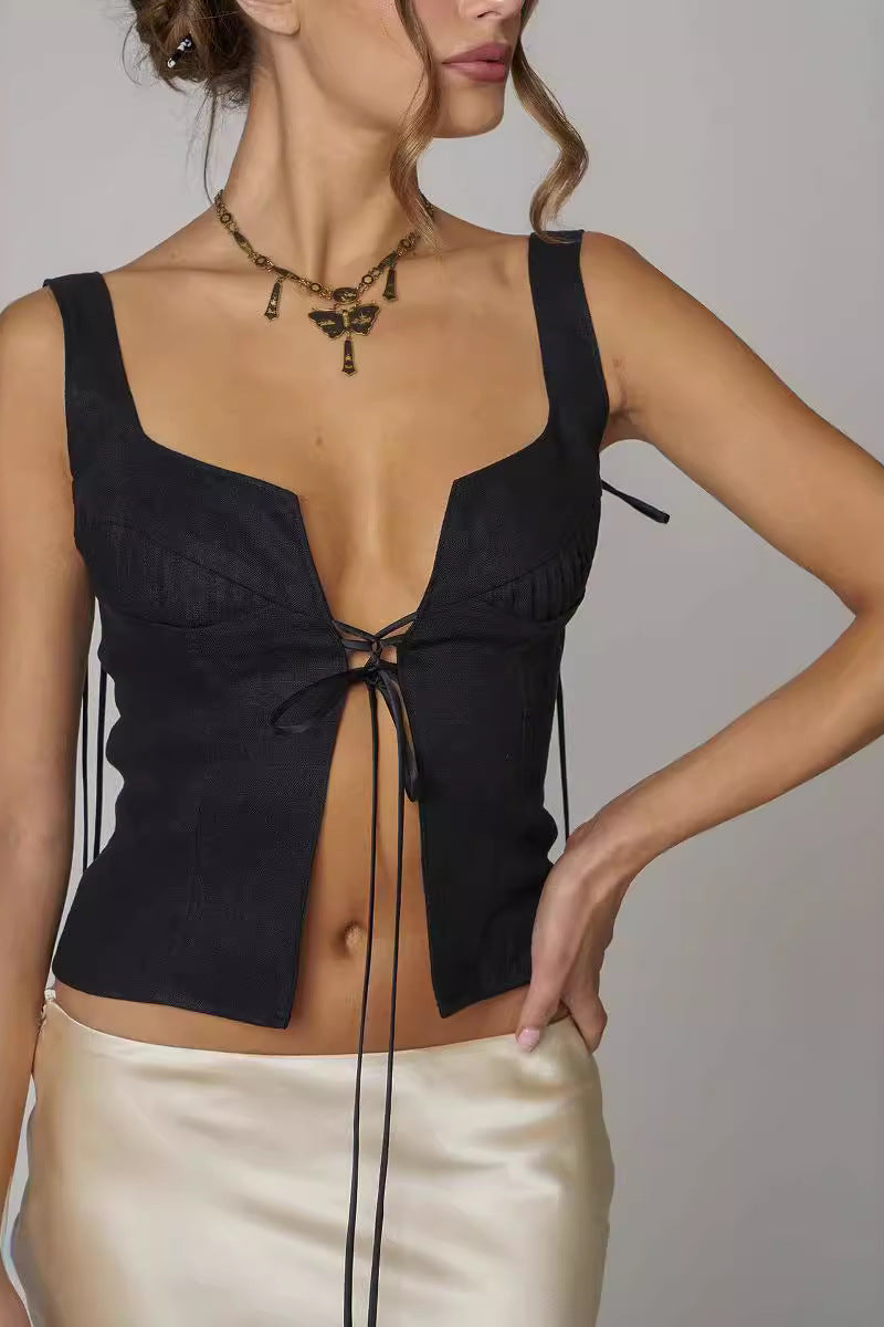 Justerbar Snøring V-Hals Top