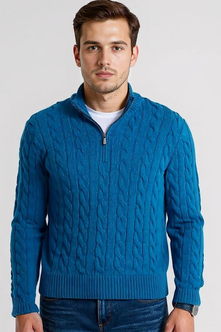 Kabel Striktrøje Med Half Zip