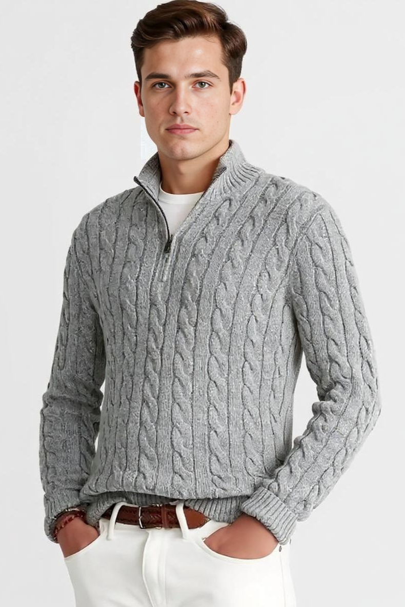 Kabel Striktrøje Med Half Zip