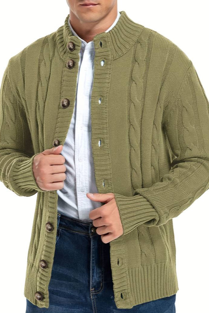 Kabelstrik Cardigan Med Høj Krave