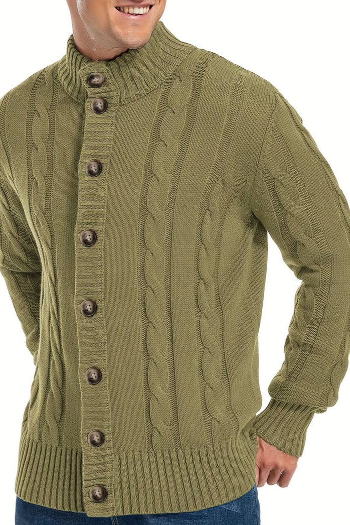 Kabelstrik Cardigan Med Høj Krave