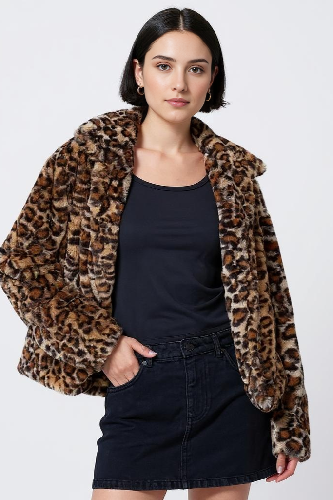 Kort Leopardjakke