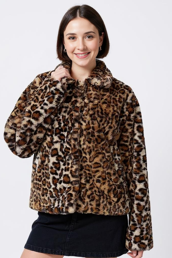 Kort Leopardjakke