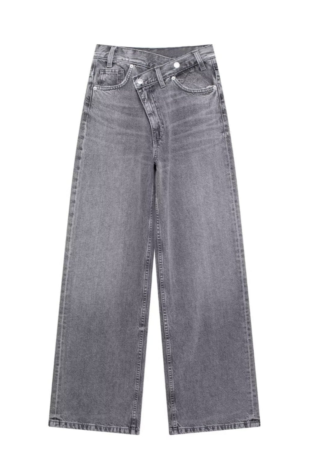 Løstsiddende Jeans Med Criss-Cross Detalje