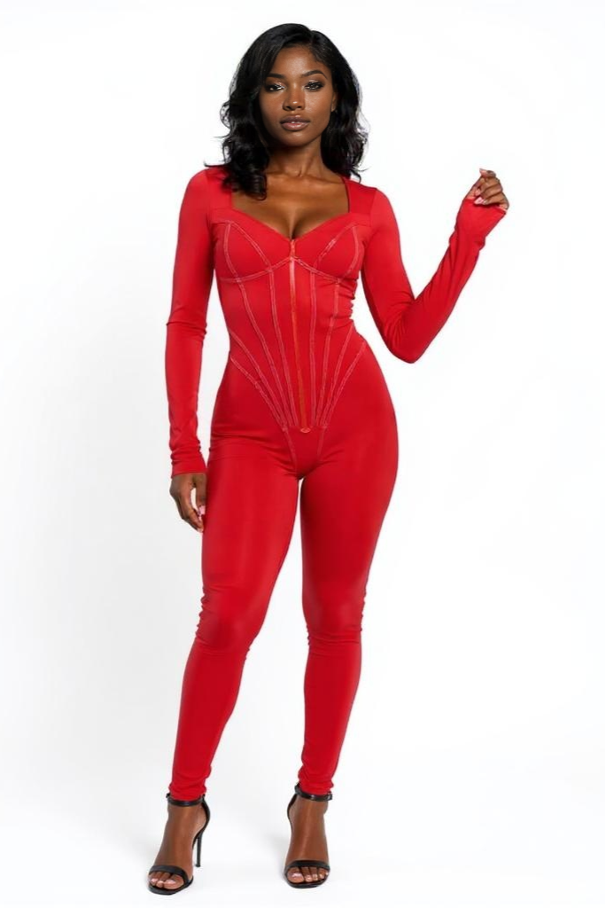 Langærmet V-Hals Buksedragter