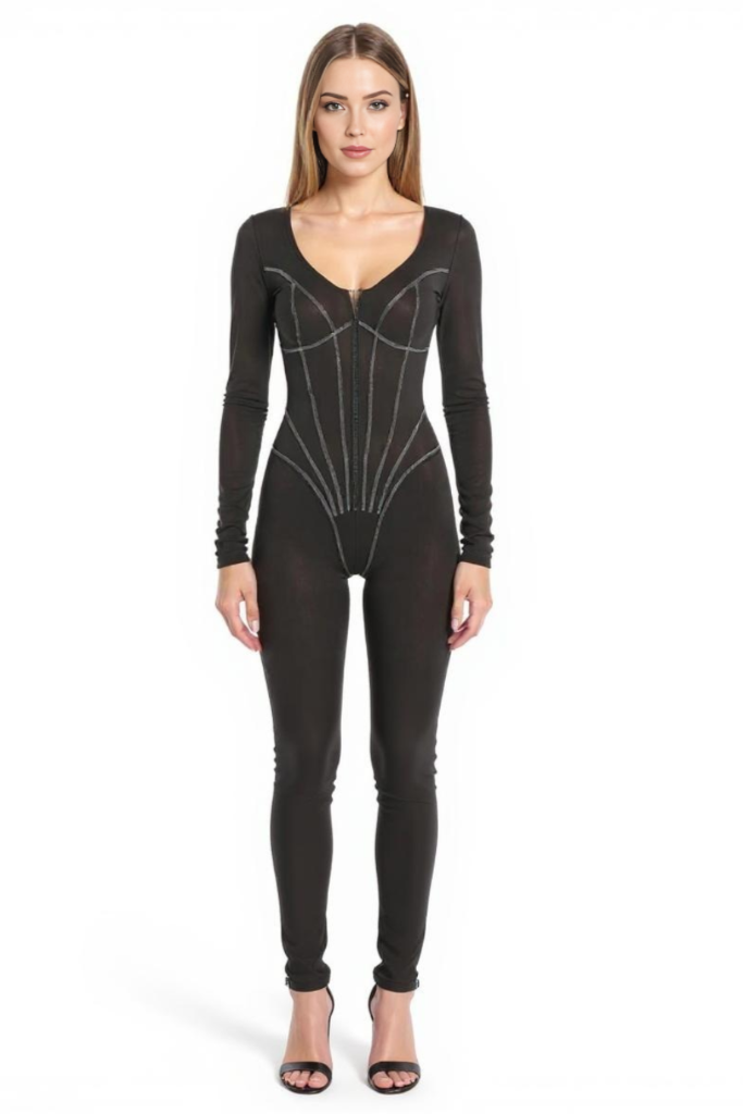 Langærmet V-Hals Buksedragter