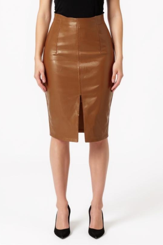 Nederdel Med Læderlook Og Slids