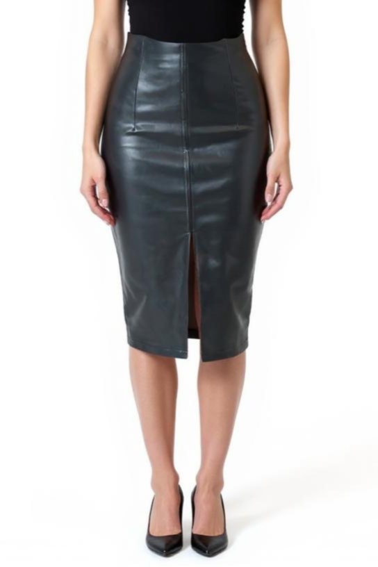 Nederdel Med Læderlook Og Slids