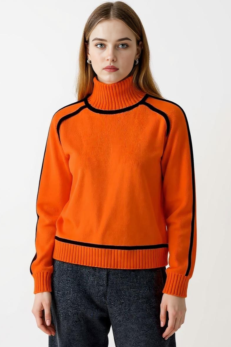 Oversized Sweater Med Kontrastsyninger