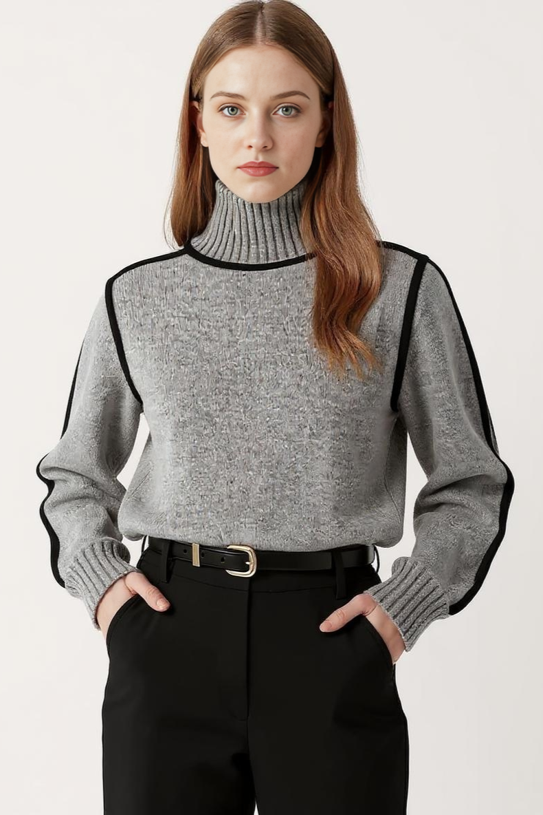 Oversized Sweater Med Kontrastsyninger